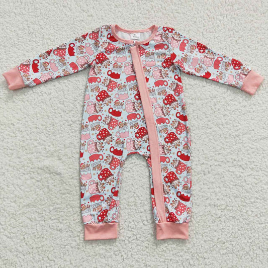 LR0294 christmas cups long sleeve zipper girl romper 20230520