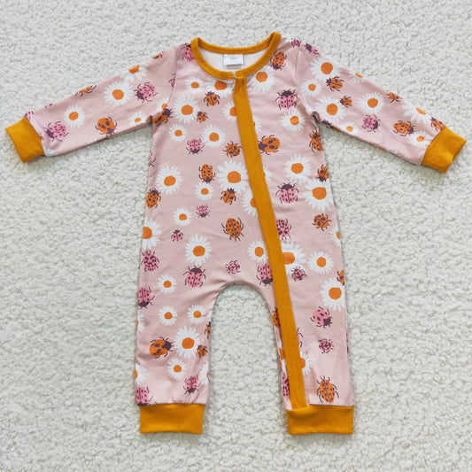 LR0311 western flower ladybird long sleeve girl romper 20230628