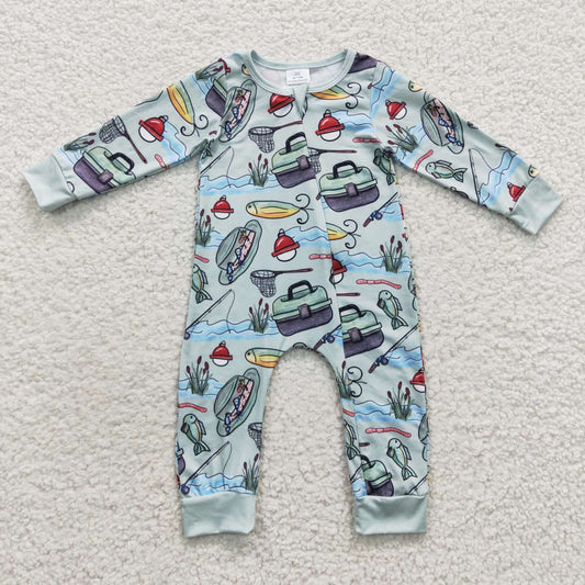 LR0321 cartoon fishing long sleeve boy romper 20230804 RTS