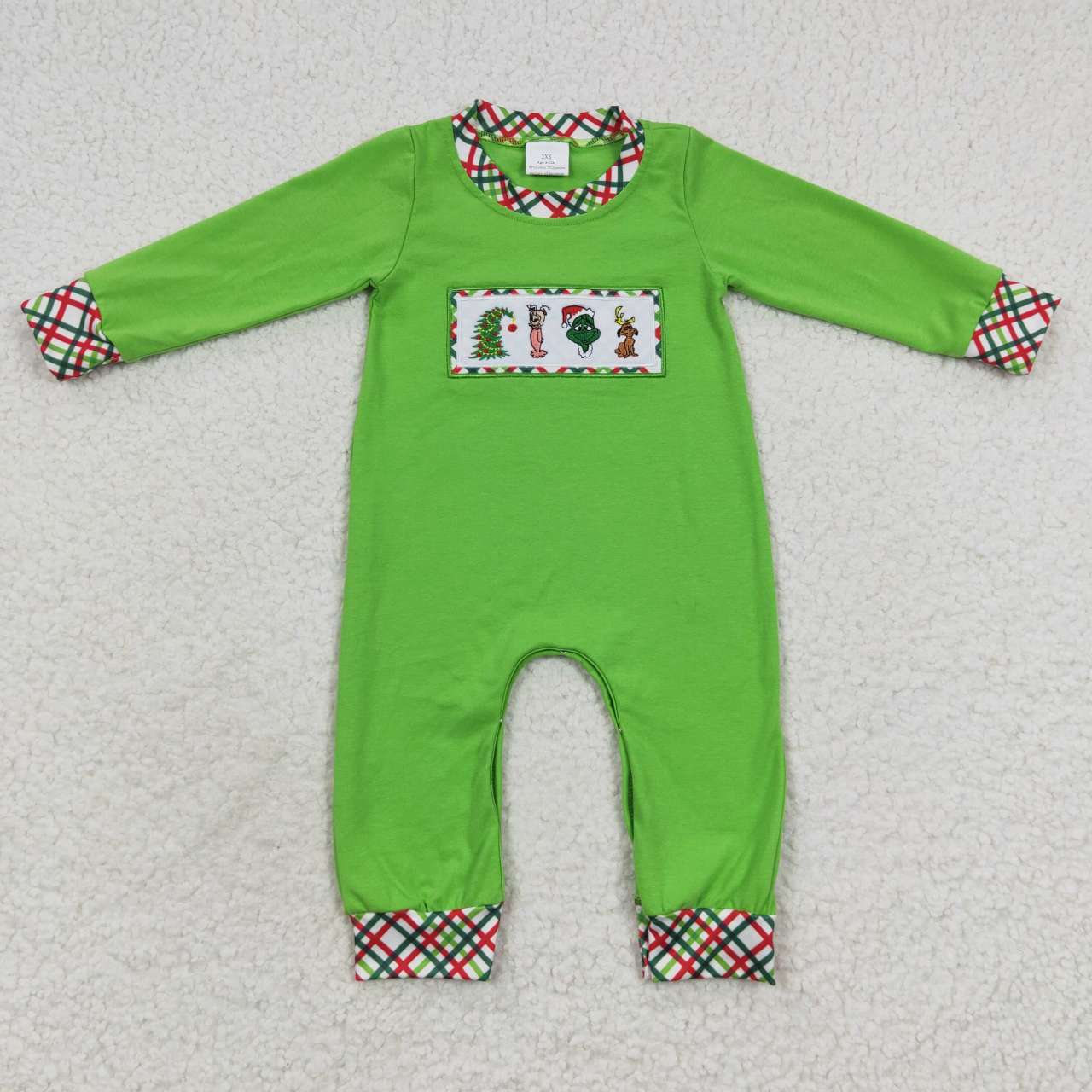 LR0325 cartoon christmas cartoon grin long sleeve boy romper 202411 RTS