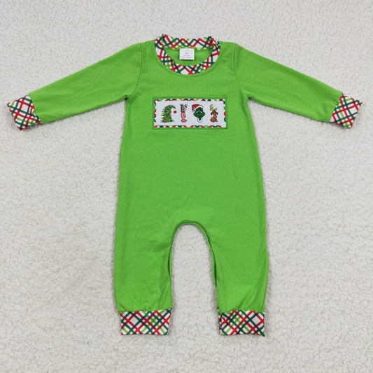 LR0325 cartoon christmas cartoon grin long sleeve boy romper 202411 RTS