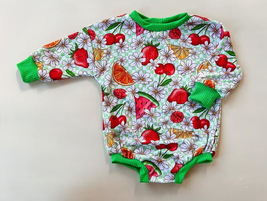 LR0337 preorder fruit flowers long sleeve summer set girl romper 20230516