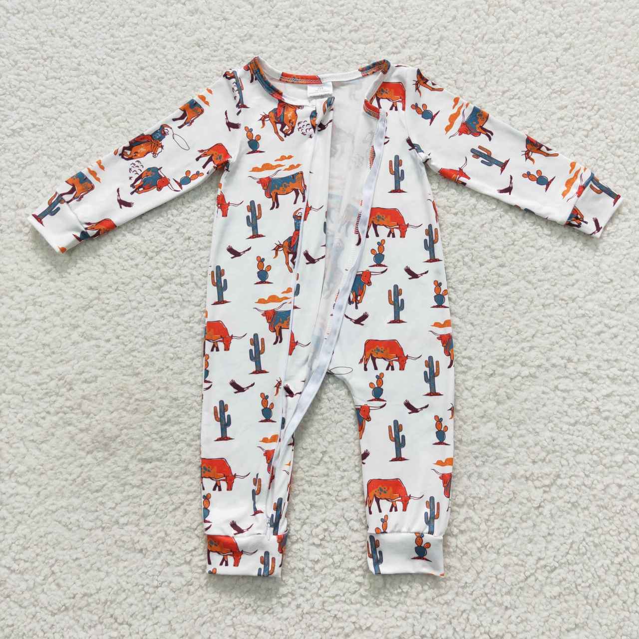 LR0341 western cow sun long sleeve girl boy romper 20230728 RTS