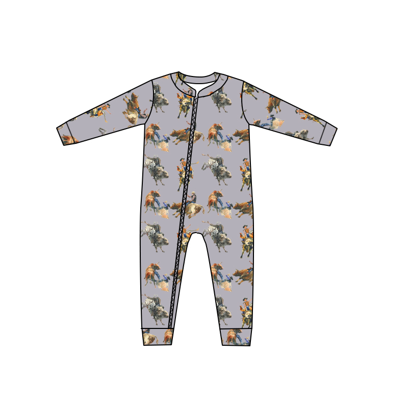 LR0343  preorder cow western long sleeve boy romper 20230522 preorder