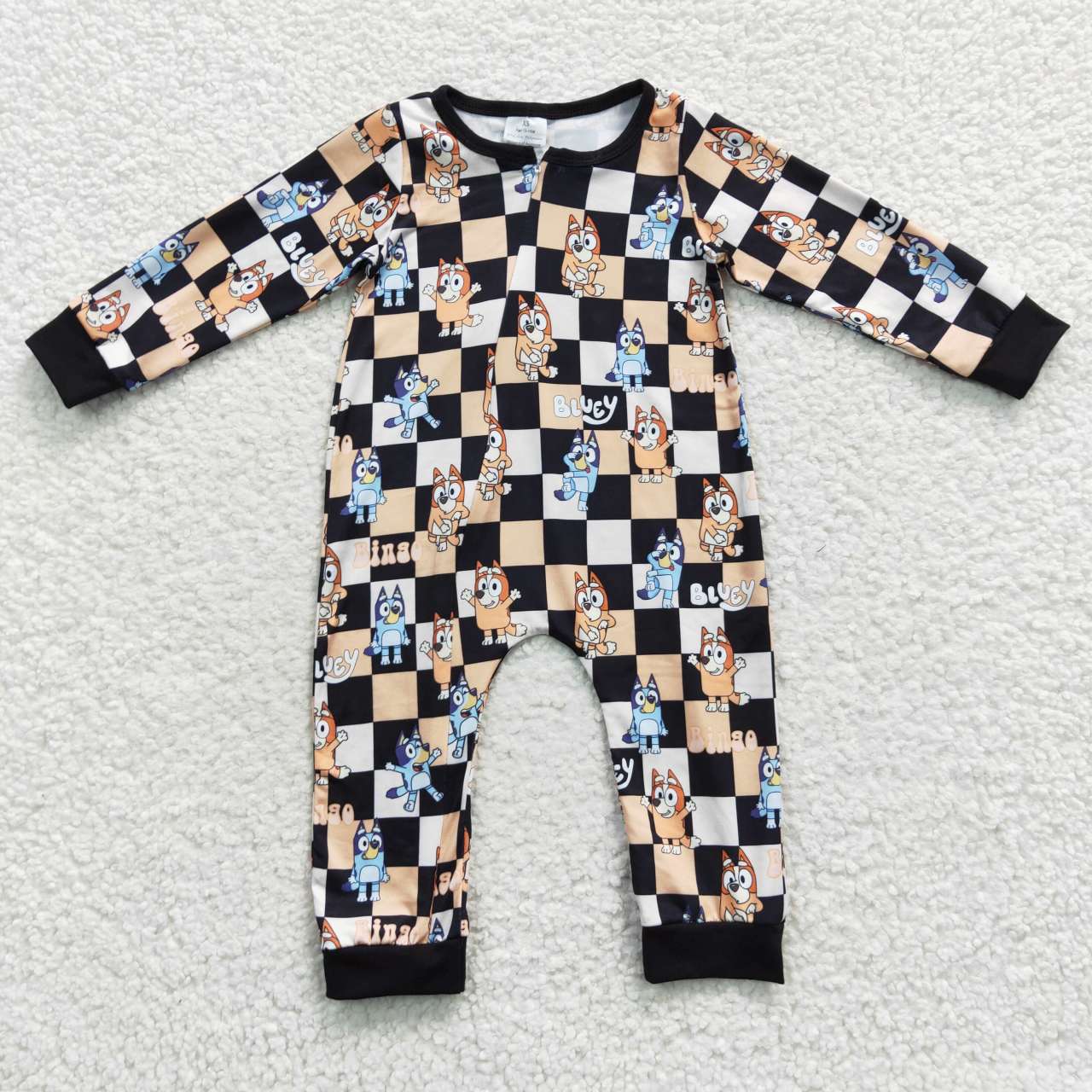 LR0359 western long sleeve  cartoon checkerboard boy romper 20230627 RTS