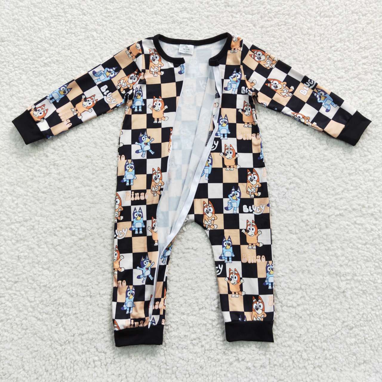 LR0359 western long sleeve  cartoon checkerboard boy romper 20230627 RTS