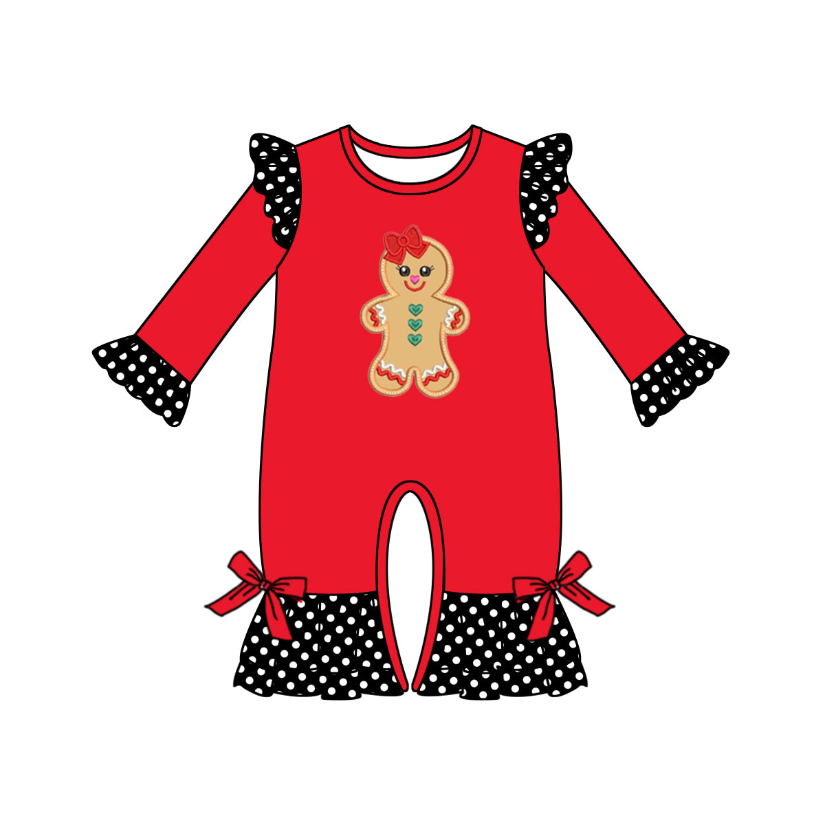 LR0364 western long sleeve Christmas gingerbread girl romper 20230525 preorder