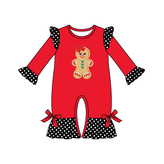 LR0364 western long sleeve Christmas gingerbread girl romper 20230525 preorder