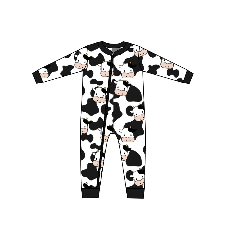 LR0370 preorder cow western long sleeve boy romper 20230530