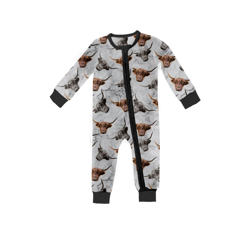 LR0371 preorder cow western long sleeve boy romper 20230530