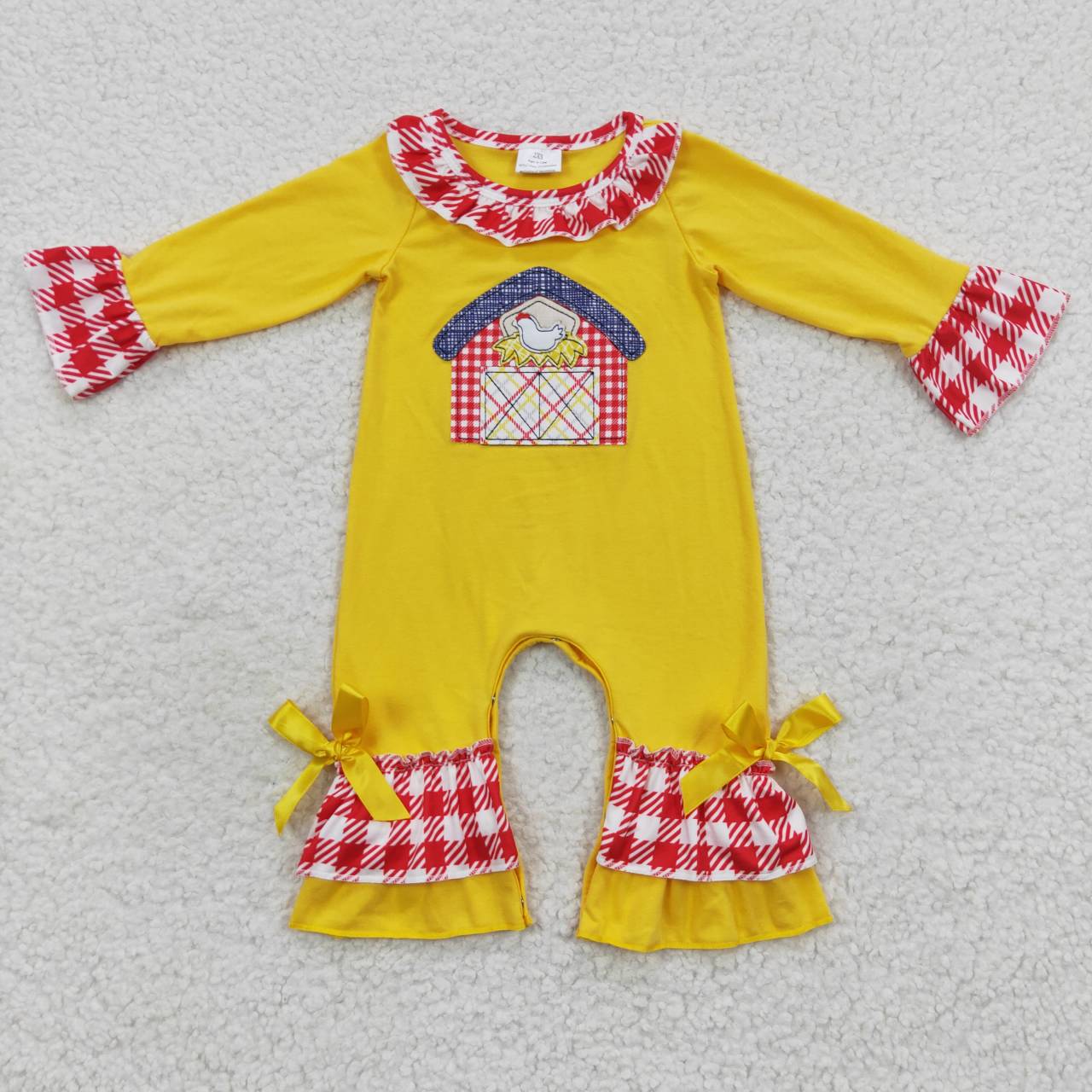 LR0383 thanksgiving chicken western farm long sleeve boy romper 20230729 RTS