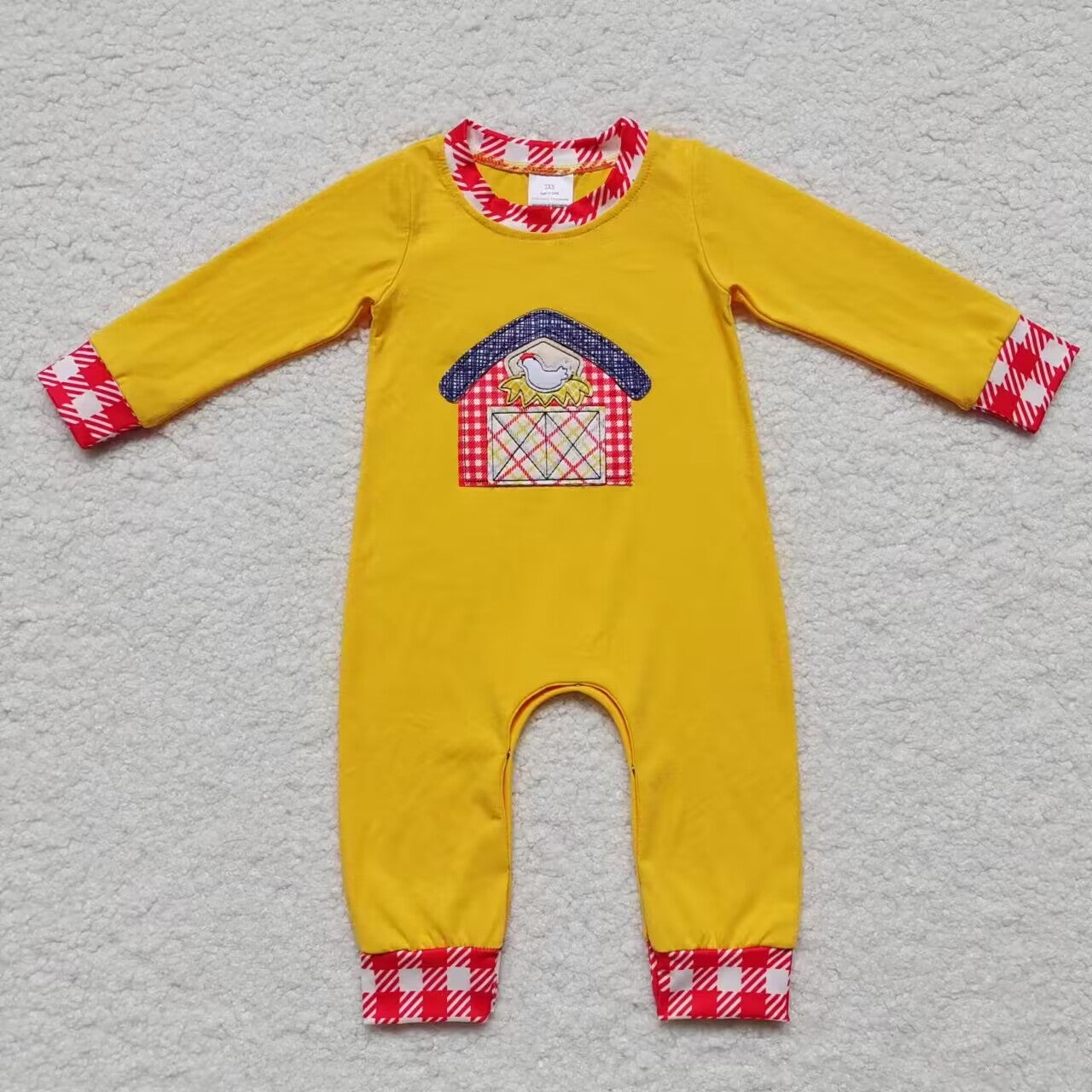 LR0384 RTS western farm long sleeve boy romper 20230804