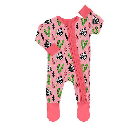 LR0385 preorder cow western long sleeve children gril romper 20230530