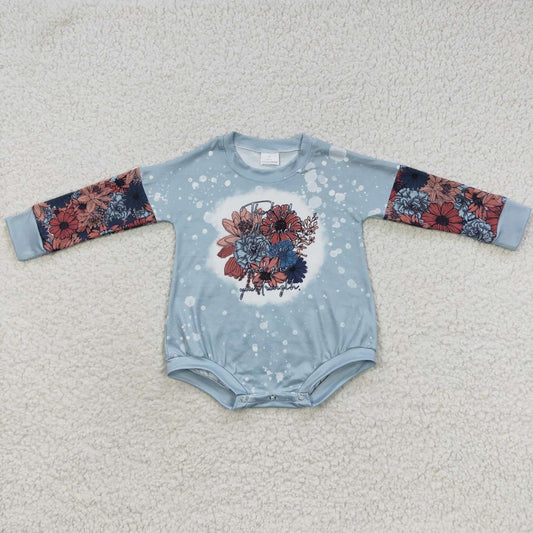 LR0389 western flower long sleeve girl boy romper 20230627 RTS