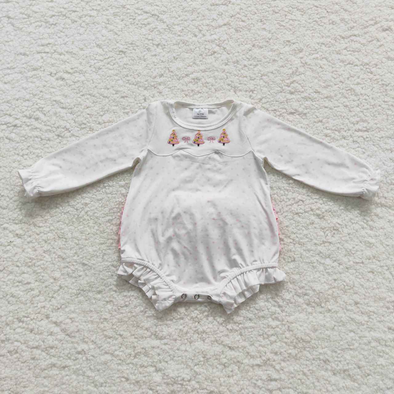 LR0392 RTS western christmas tree flower long sleeve girl boy romper 20230815