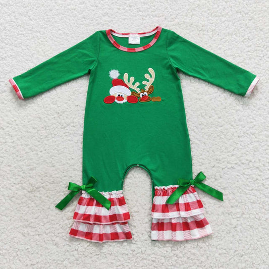 LR0395 RTS Christmas embroidery deer cartoon long sleeve children girl romper 20230830