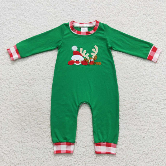 LR0396 Christmas embroidery deer cartoon long sleeve children girl boy romper 20230830