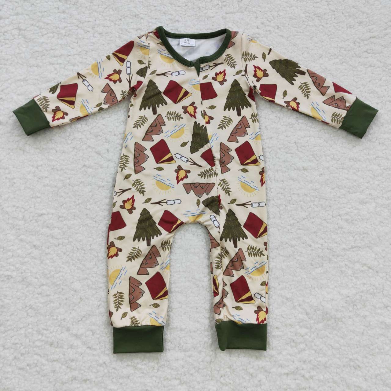 LR0398  fire Christmas tree cartoon long sleeve children girl boy romper 20230720 RTS