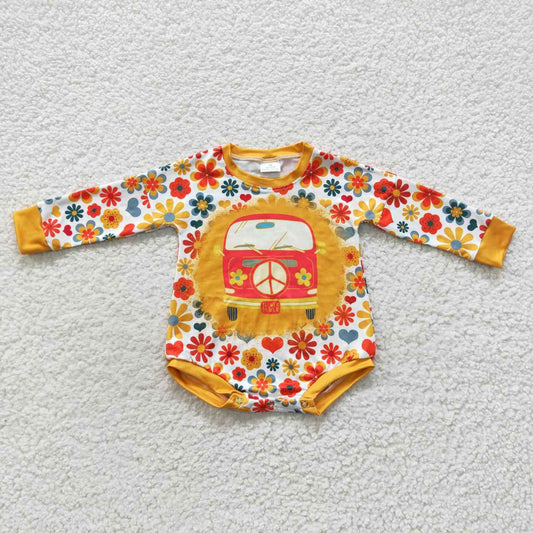 LR0399 long sleeve fall  flowers girl bubble romper RTS 20230727 RTS