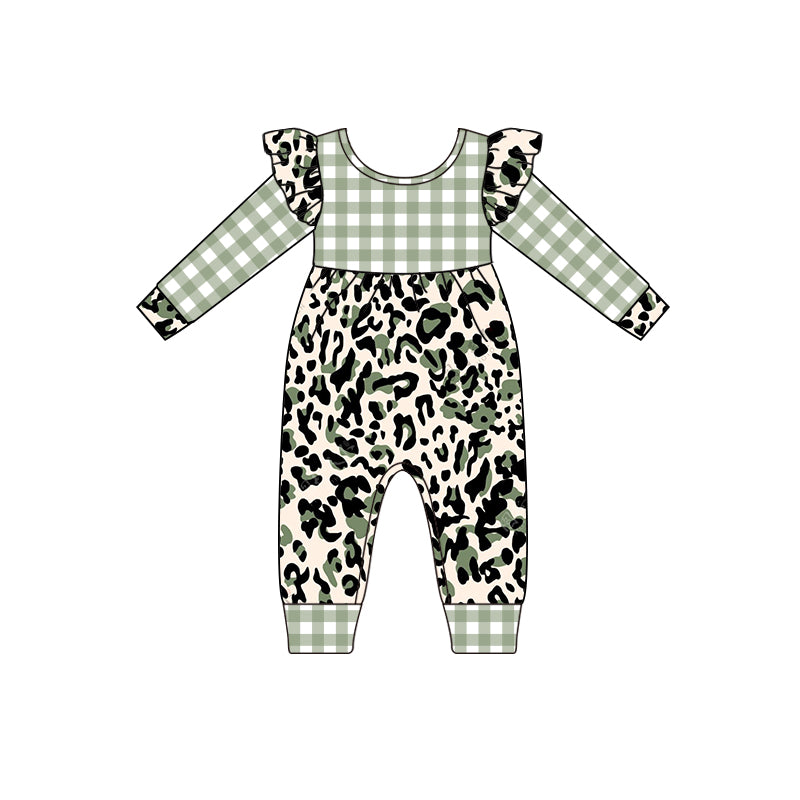 LR0419 preorder plaid leopard long sleeve summer set boy romper 20230607