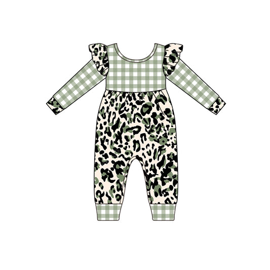 LR0419 preorder plaid leopard long sleeve summer set boy romper 20230607