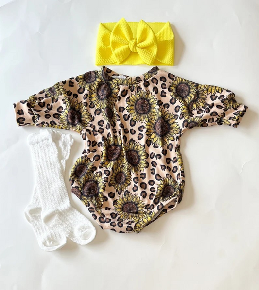 LR0421 preorder western flowers leopard long sleeve summer set boy romper 20230607