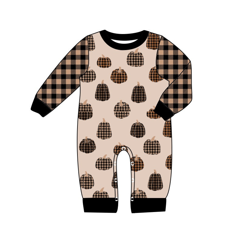 LR0422 preorder halloween brown long sleeve summer set boy girl romper 20230609