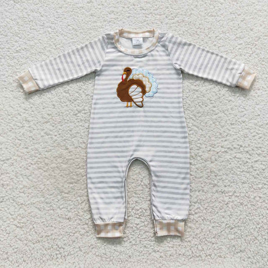 LR0429 RTS turkey embroidered stripe duck long sleeve summer set boy romper 20230803