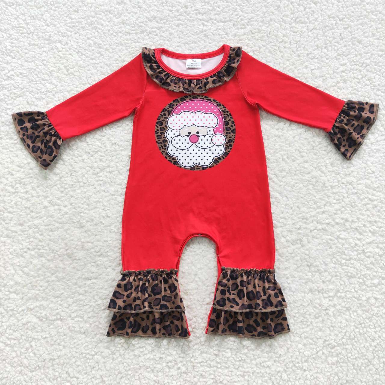 LR0435 western Christmas Santa long sleeve summer set girl snap romper 20230821 RTS