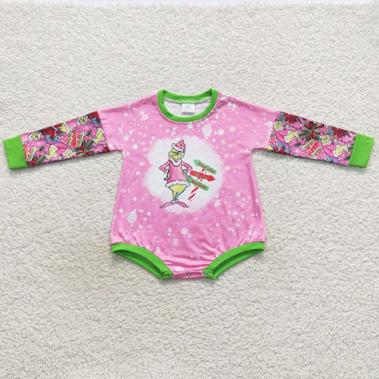 LR0439 RTS western christmas grinch long sleeve boy zipper romper 20230905