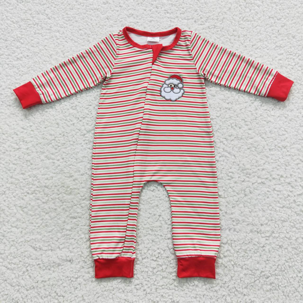 BLP0221 pink stripe Christmas santa long sleeve pajamas boy girl outfits 20230804  RTS