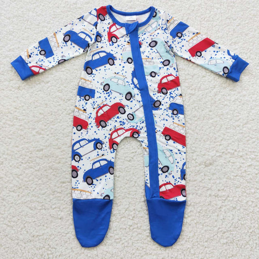 LR0444 RTS car long sleeve boy romper 20230708