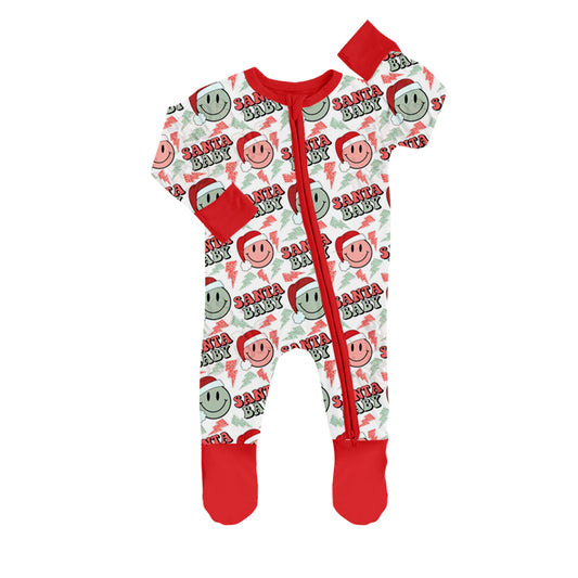 MOQ3 custom LR0446  christmas santa long sleeve boy girl romper 20230613