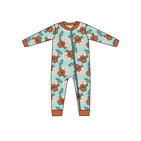 LR0447 preorder smile face long sleeve girl boy romper 20230613