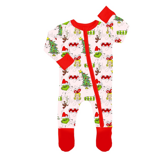 LR0448 preorder Christmas grin long sleeve girl boy romper 20230613