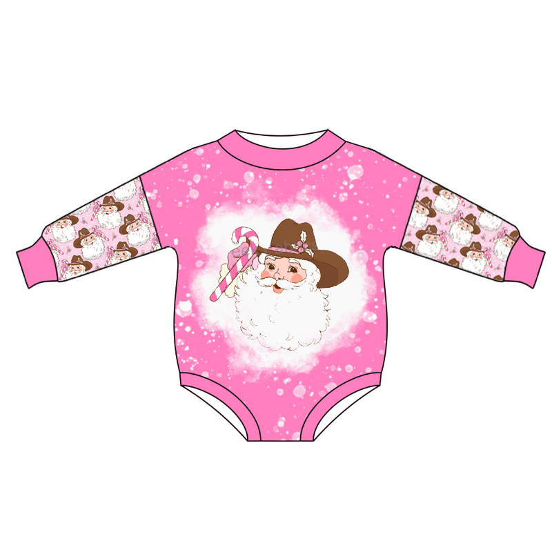 LR0449 preorder Christmas santa long sleeve girl boy romper 20230613