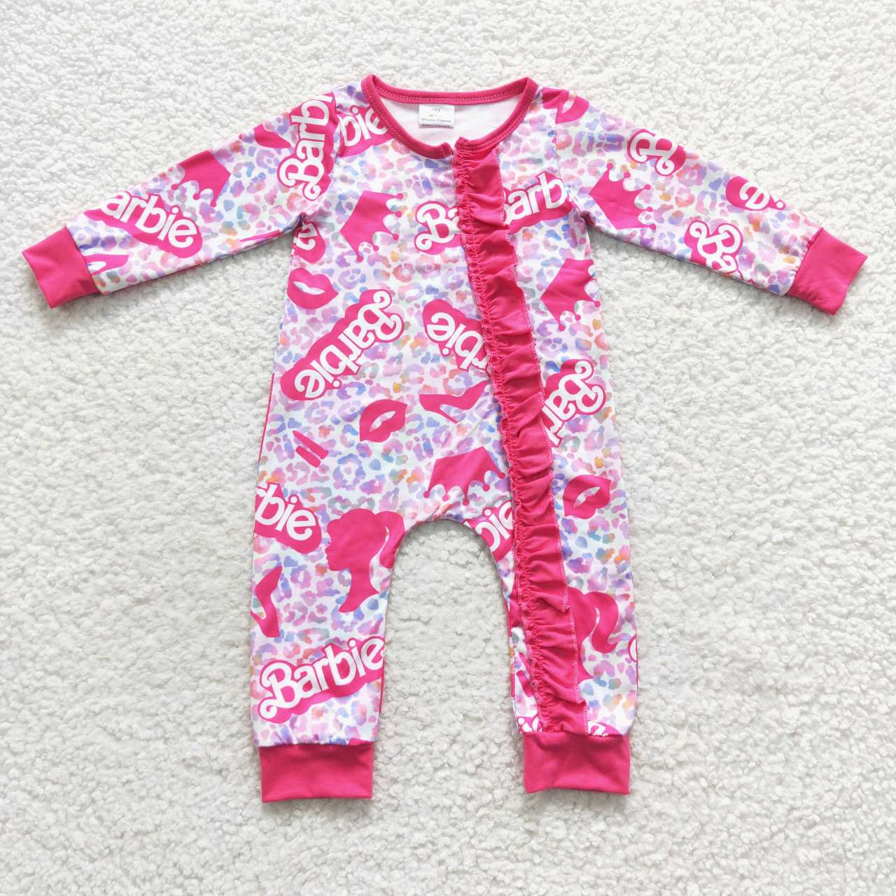 LR0481 barbie pink western long sleeve summer girl romper 20230804 RTS