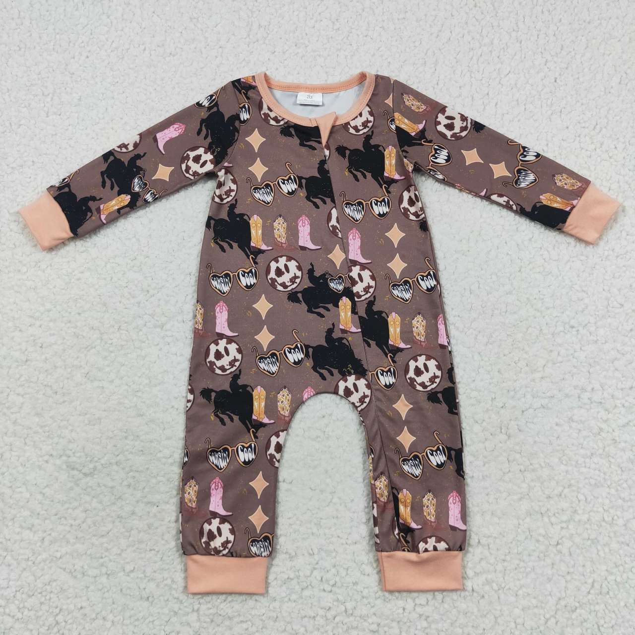 LR0482 RTS horse cow boy western long sleeve summer boy romper 20230828