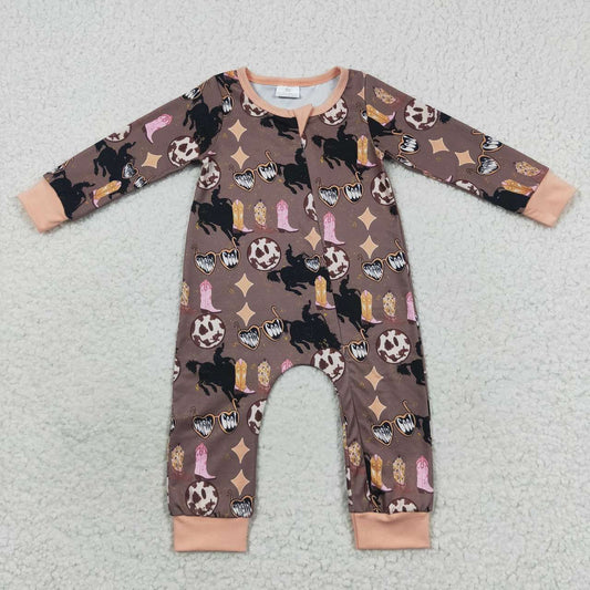 LR0482 RTS horse cow boy western long sleeve summer boy romper 20230828