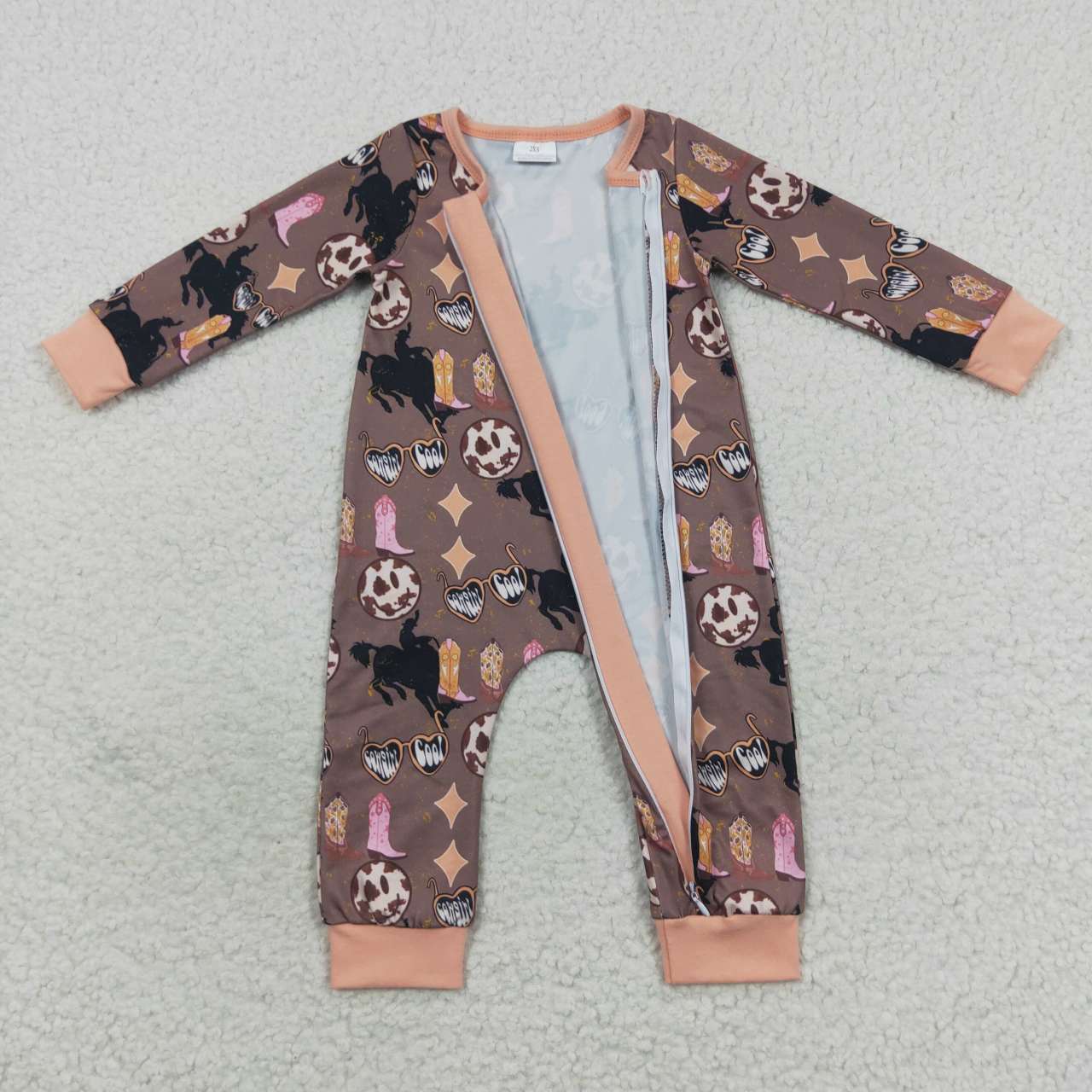 LR0482 RTS horse cow boy western long sleeve summer boy romper 20230828