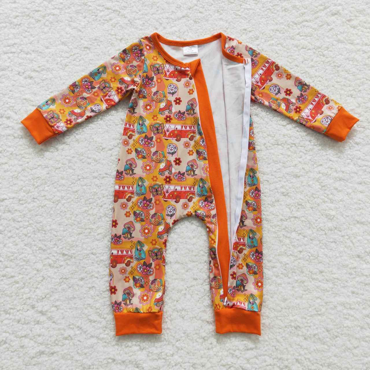 LR0485 cartoon mushroon bus butterfly long sleeve girl romper 20230815 RTS