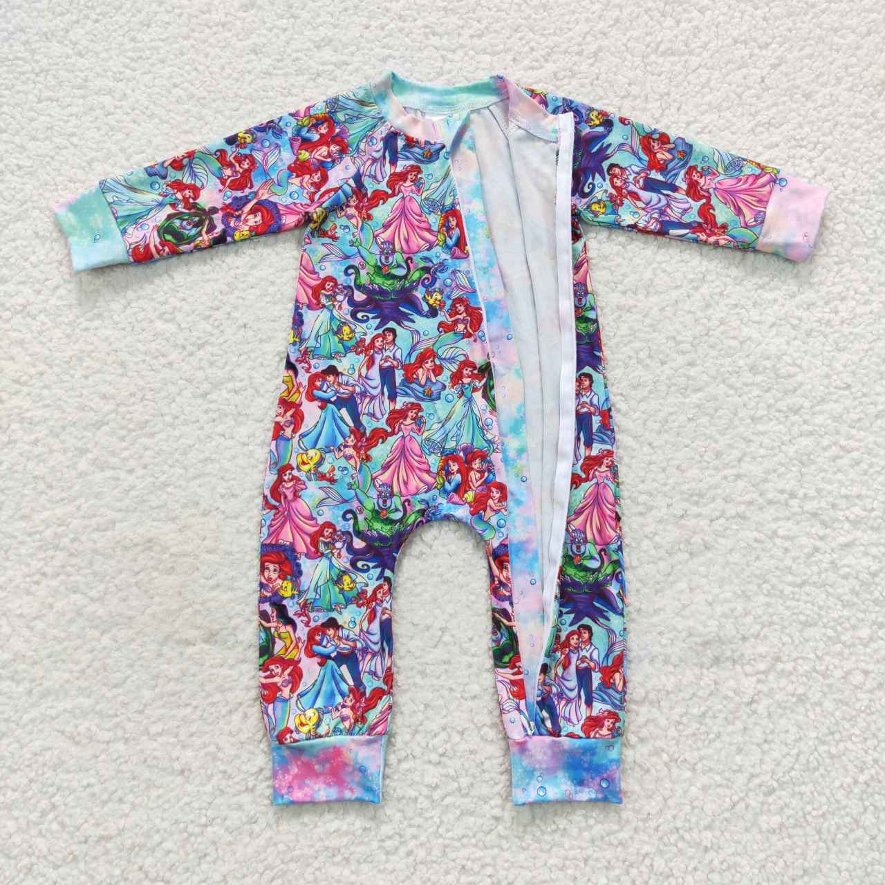 LR0488 cartoon  princess long sleeve zip up girl romper 20230727 RTS