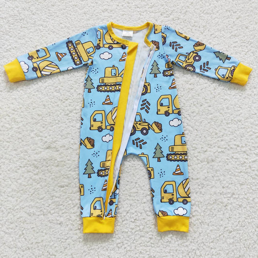 LR0492 excavator western dig long sleeve girl romper 20230723 preorder