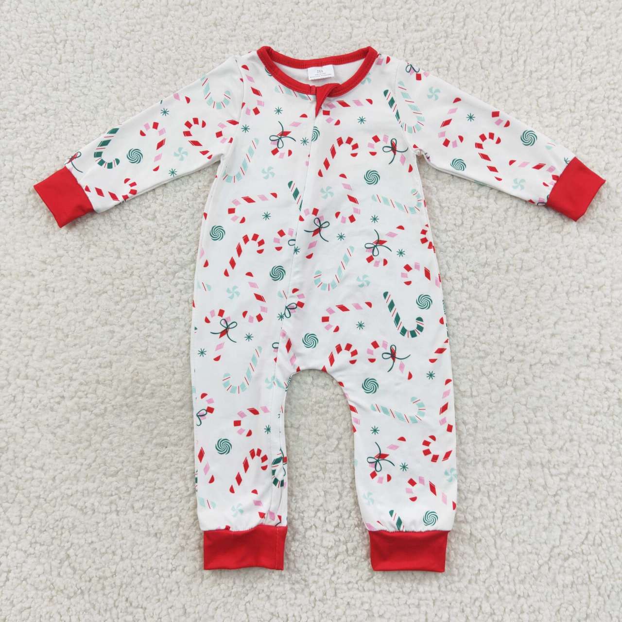 LR0506  zip up Christmas candy long sleeve boy girl romper 20230819