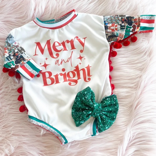 LR0507 preorder buttons snap Christmas long sleeve boy girl romper 20230708