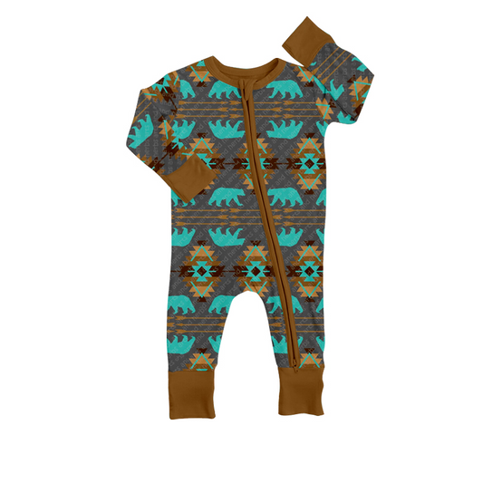 LR0518 preorder zip up geometry long sleeve boy girl romper 20230708