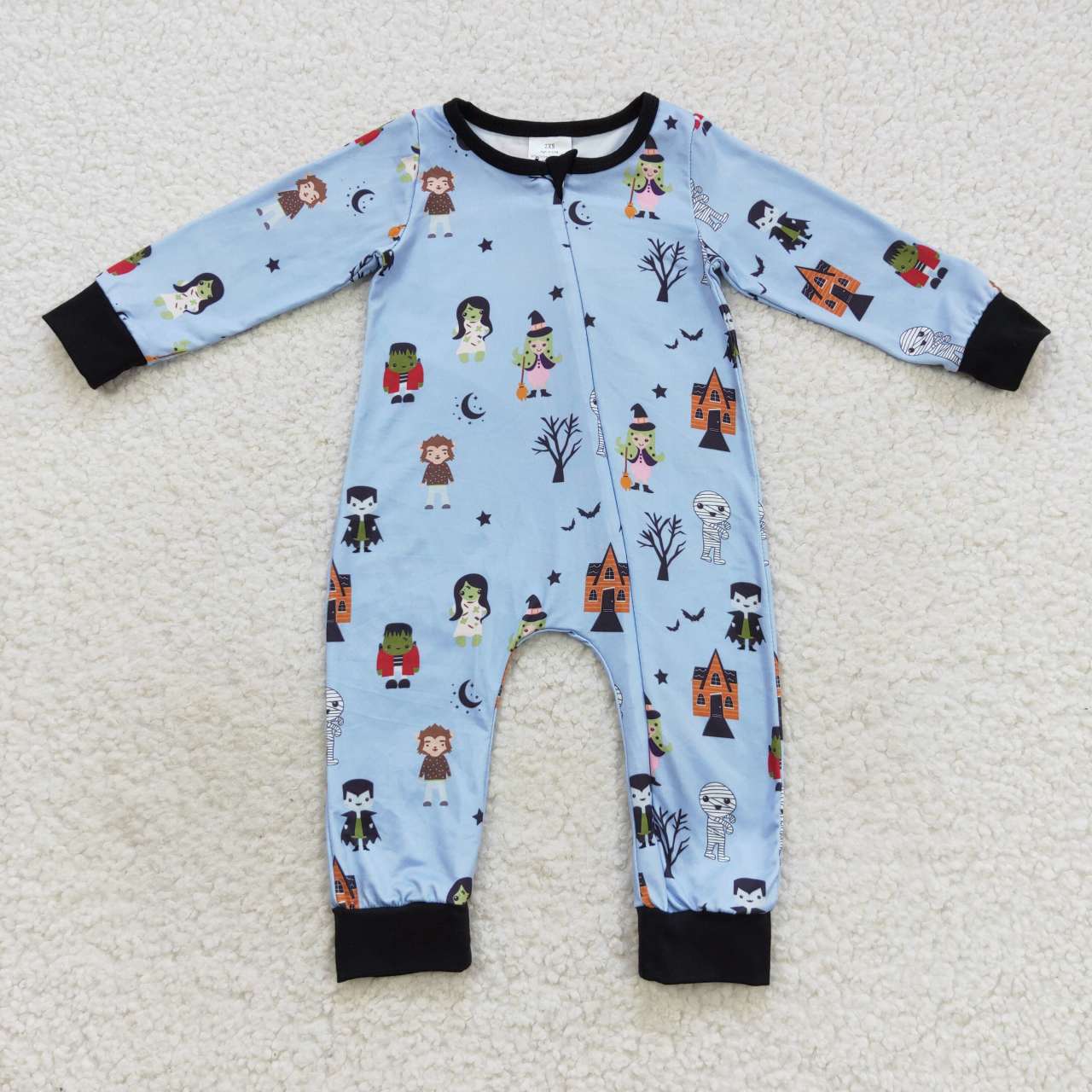 LR0555 halloween cartoon monster house western zip up long sleeve girl romper 20230909 RTS