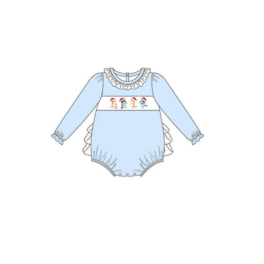 LR0567 Christmas Santa bluey western zip up long sleeve girl romper 20230722 preorder