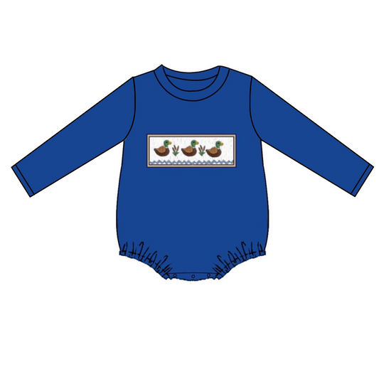 LR0570 preorder embroidery duck long sleeve children girl boy romper 20230726