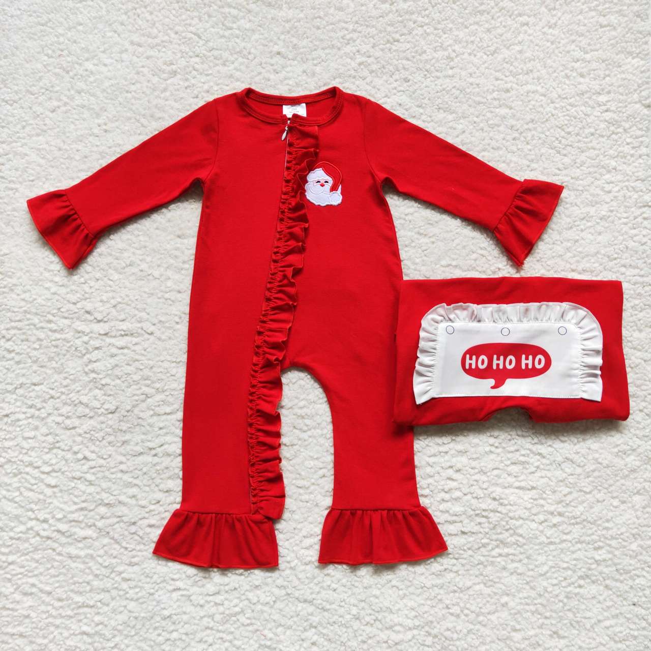 LR1668 long sleeve Christmas Santa red embroidry girl romper RTS 20230925